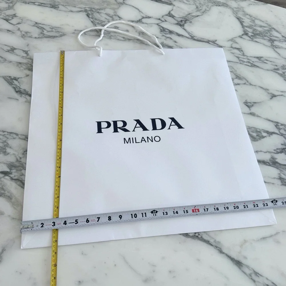 Prada Milano Large White Paper Shopping Gift Bag Rope Handles 23.5x22x5.5